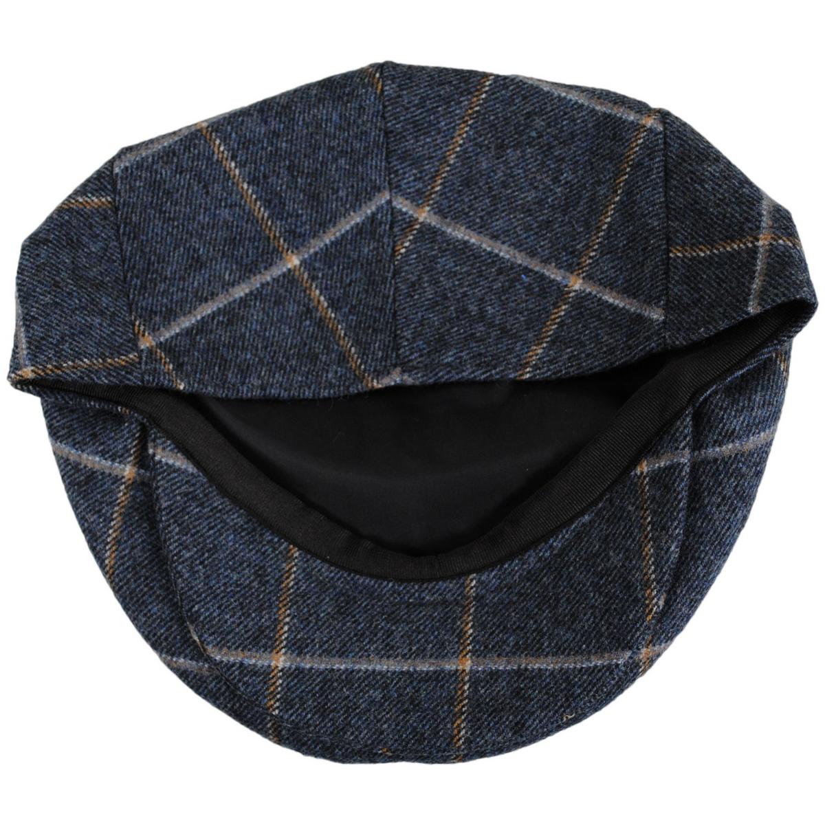 Jaxon Hats | Wholesale Gaslamp Windowpane Plaid Wool Blend Ivy Cap B2B Pre-Pack | B2B167575 | under | DENIM BLUE