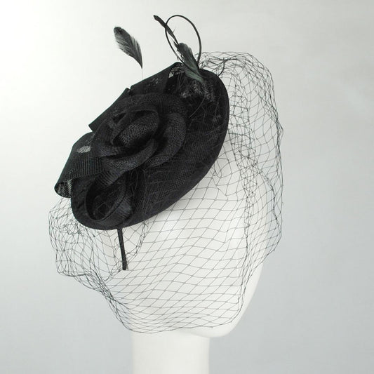 Jeanne Simmons | Luxe Sinamay Straw Fascinator Hat | 120765 | front | BLACK