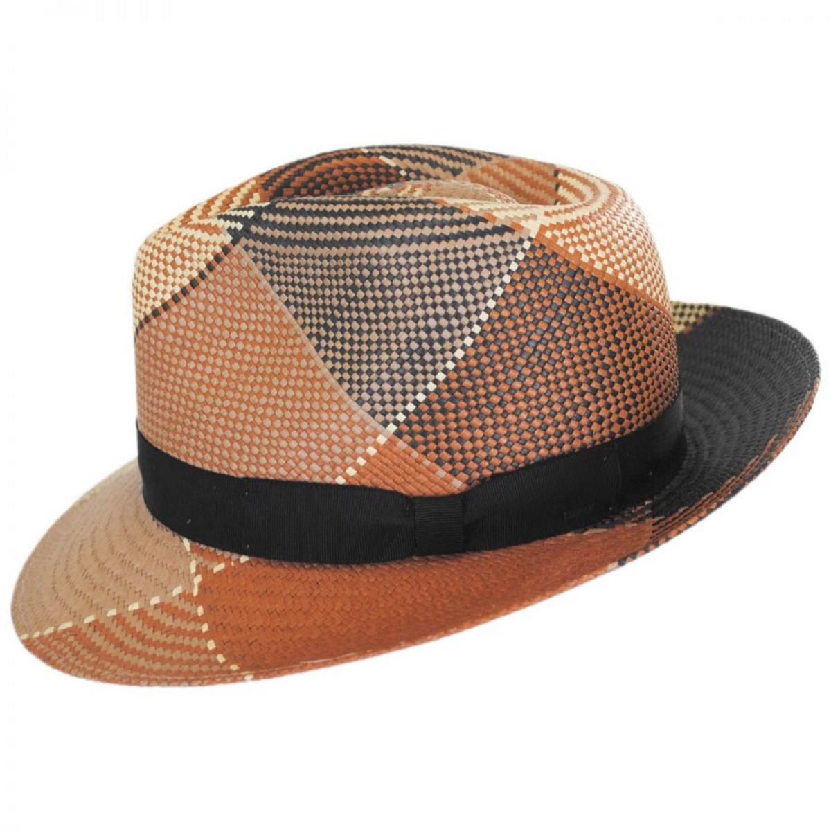 Bailey 1922 | Giger Panama Straw Fedora Hat | 127805 | profile | BROWN PLAID