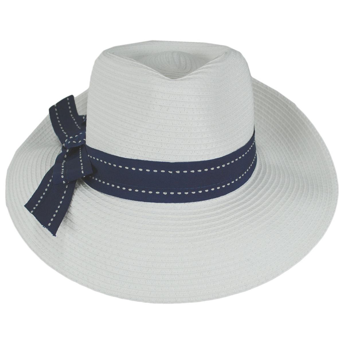 Physician Endorsed | Sadie Toyo Straw Fedora Hat | 102667 | front | WHITE/NAVY