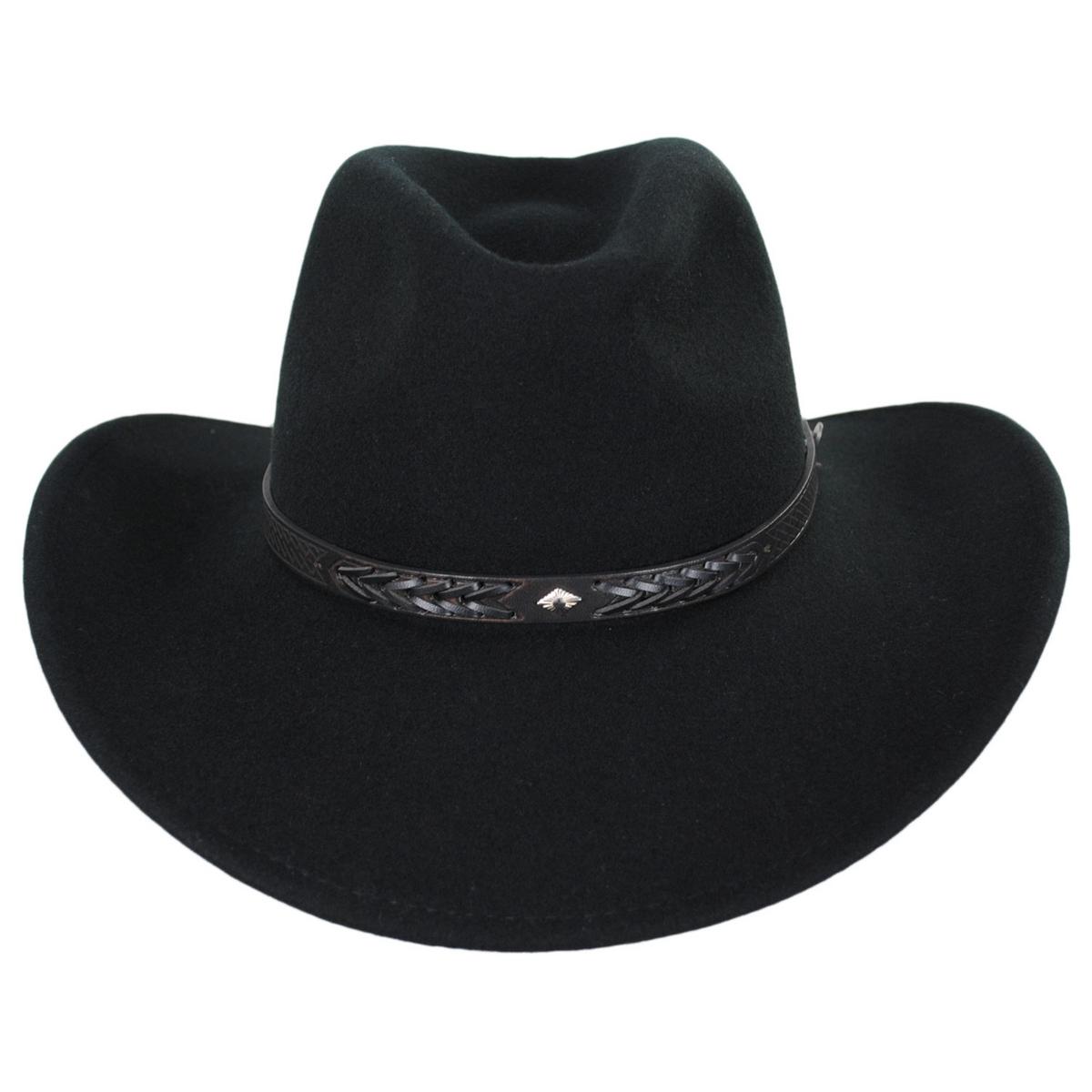 Jaxon Hats | Wholesale Wyatt Wool Felt Western Cowboy Hat B2B Pre-Pack | B2B135009 | front | BLACK