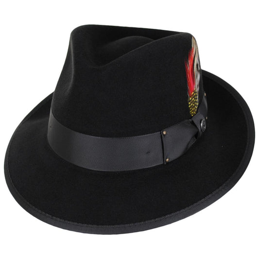 Jaxon Hats | Scottie Fur Felt Fedora Hat | 132072 | lead | BLACK