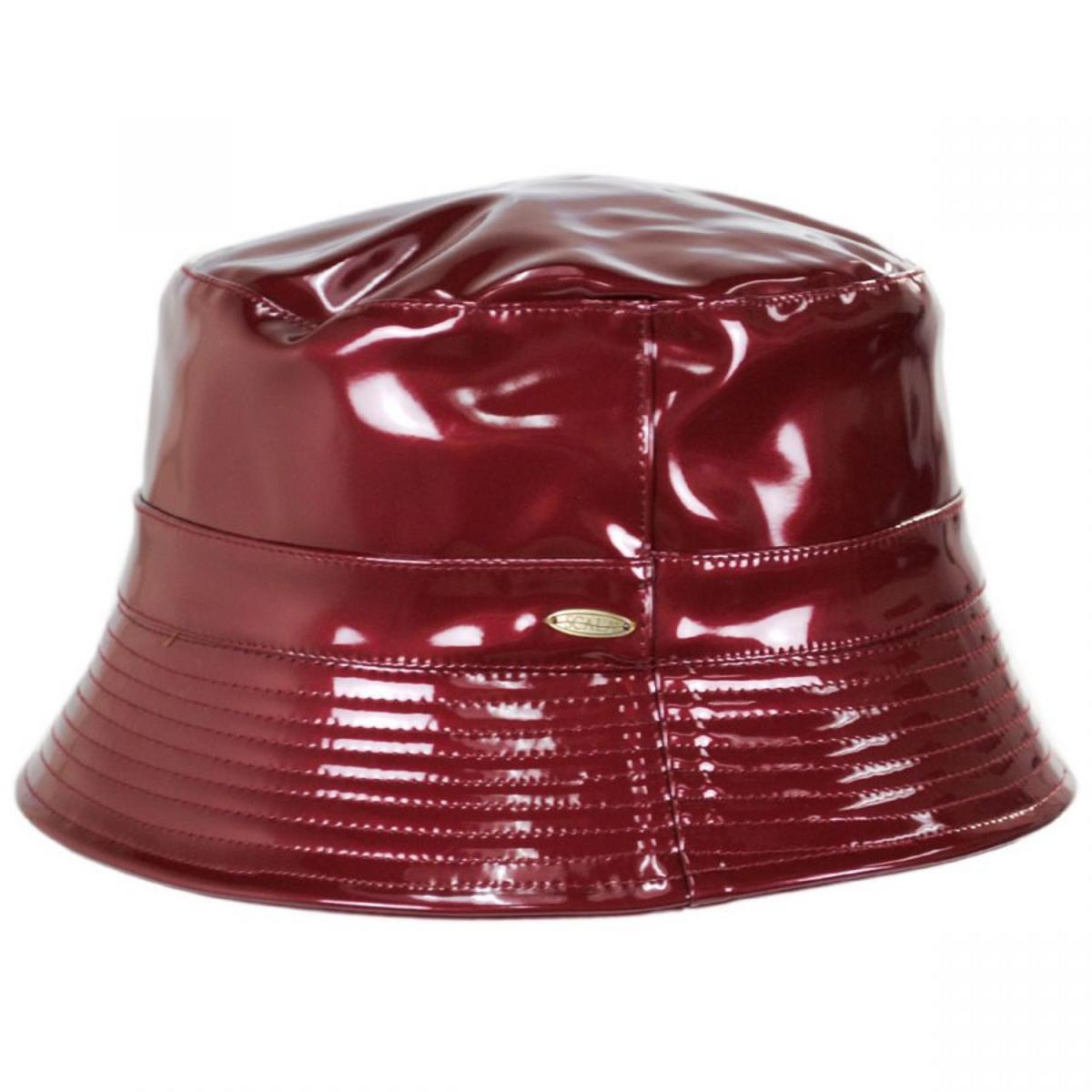 Scala | Pluie Faux Leather Rain Bucket Hat | 106404 | profile | WINE
