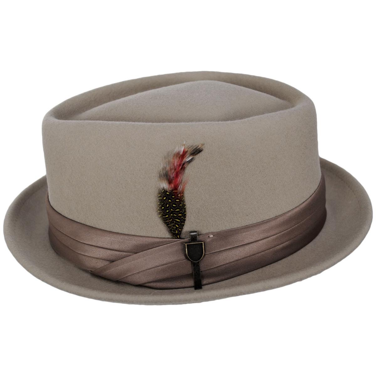 BRIXTON HATS | Stout Wool Felt Diamond Crown Fedora Hat - Sand/Dark Sand | 135602SDS | profile | SAND/DARK SAND