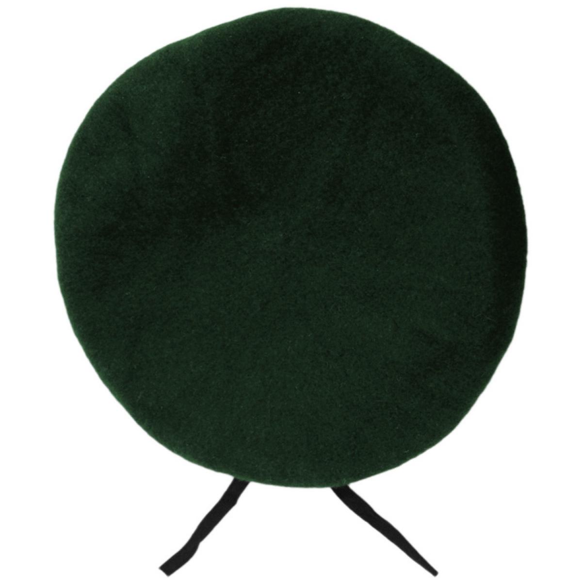 Village Hat Shop | Wool Military Beret with Lambskin Band | 151106 | top | GREEN