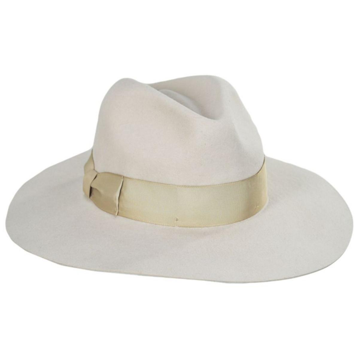 Bigalli | Zoey Floppy Brim Wool Felt Fedora Hat | 131433 | lead | CREAM