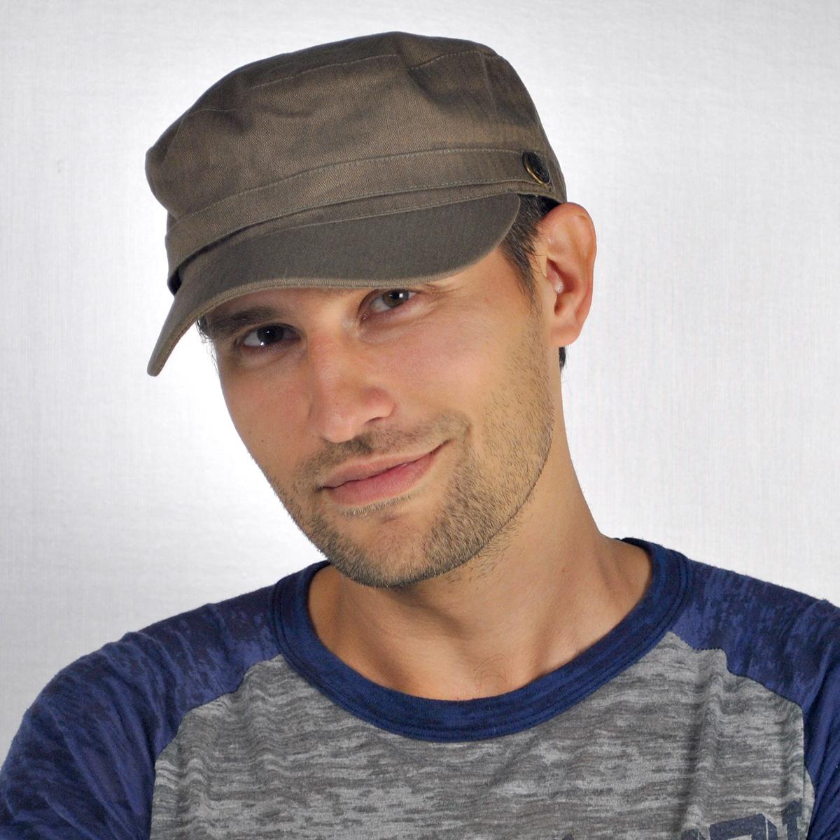 Jaxon Hats | Herringbone Cotton Cadet Cap | 222300 | lsmtwo | OLIVE