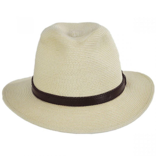 Scala | Augusta Crushable Toyo Braid Safari Fedora Hat | 126346 | front | NATURAL