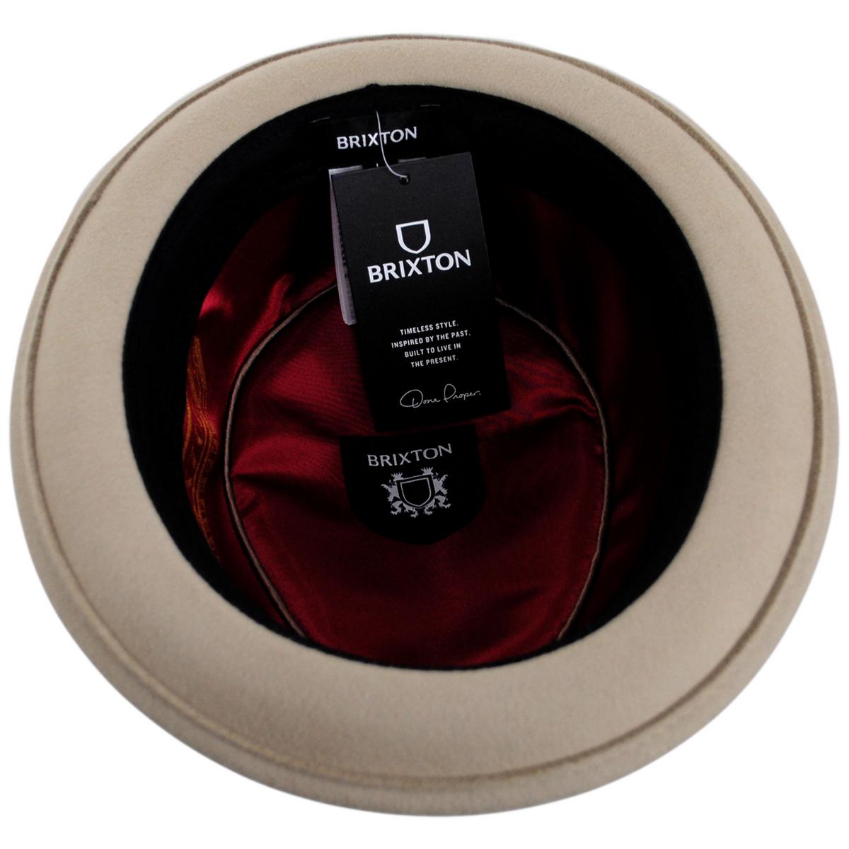BRIXTON HATS | Stout Wool Felt Diamond Crown Fedora Hat - Sand/Dark Sand | 135602SDS | under | SAND/DARK SAND