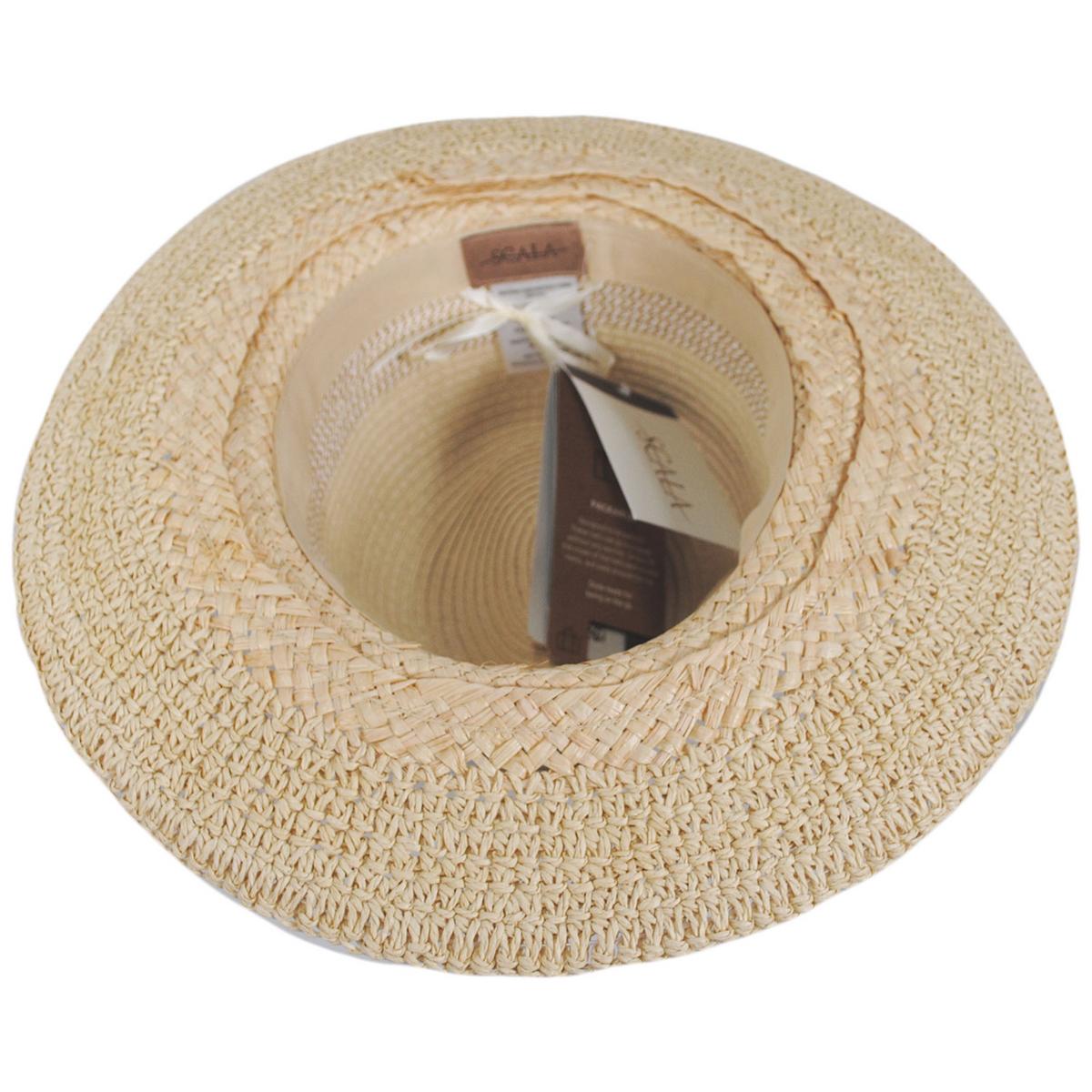 Scala | Alcantara Mixed Straw Fedora Hat | 101372 | under | NATURAL