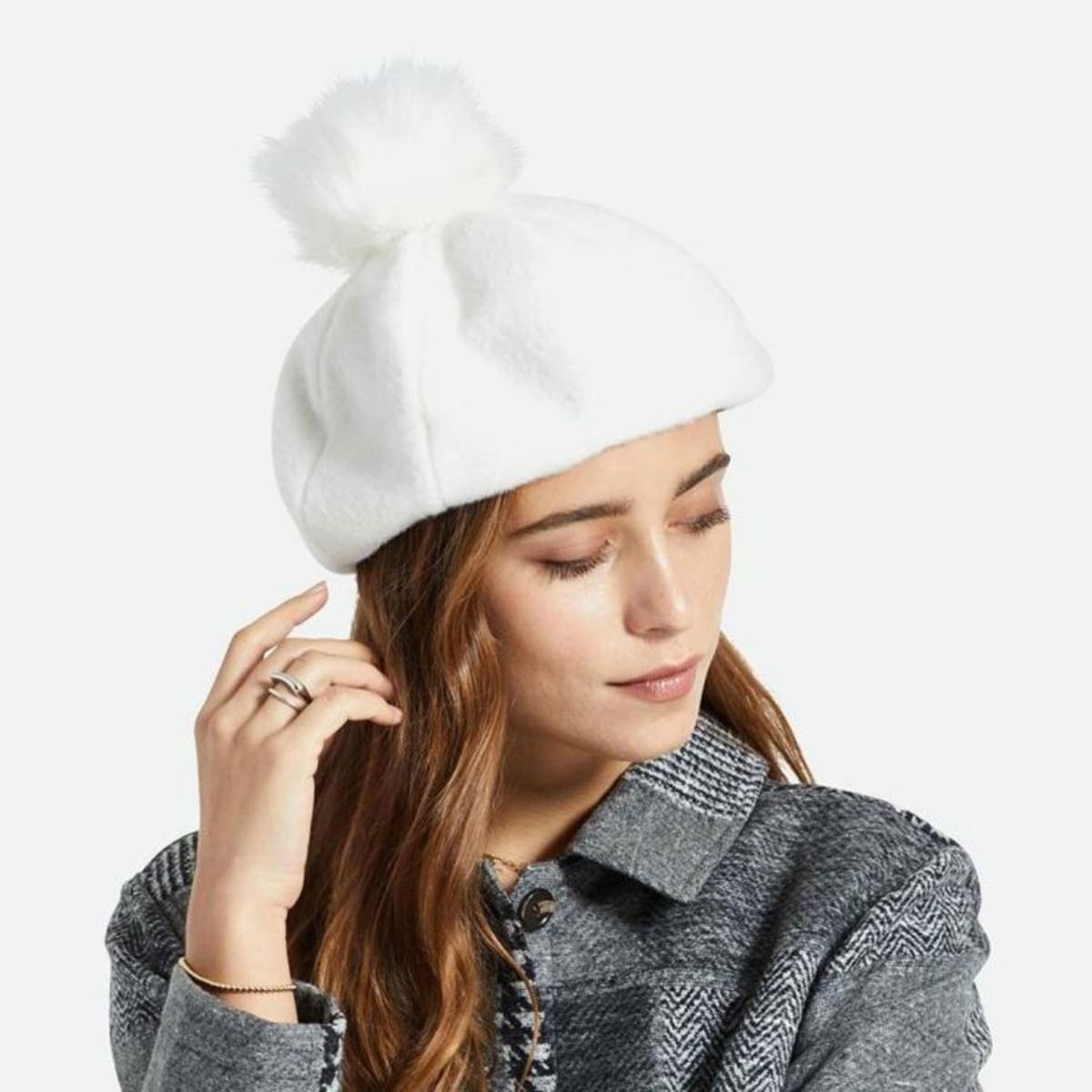 BRIXTON HATS | Natalie Oversized Pom Beret - FINAL SALE | 150822 | lsftwo | OFF WHITE