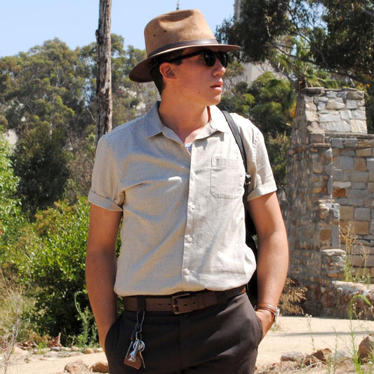 Jaxon Hats | Nubuck Leather Safari Fedora Hat | 147200 | lsmone | CHESTNUT