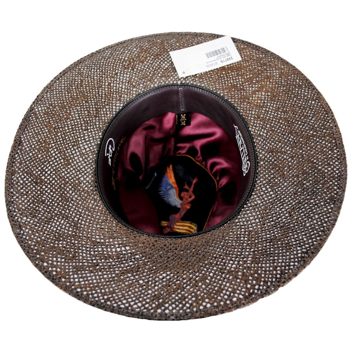Carlos Santana | Abraxas Twisted Toyo Straw Safari Fedora Hat | 129802 | under | BROWN