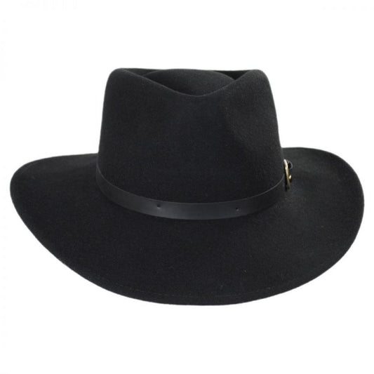 Bigalli | Melbourne Crushable Wool Felt Outback Hat | 131414 | front | BLACK