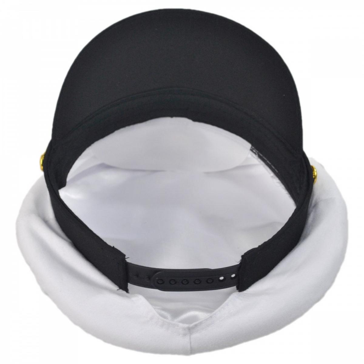 Village Hat Shop | Deluxe Adjustable Yacht Captain Cap | 180500 | under | WHITE