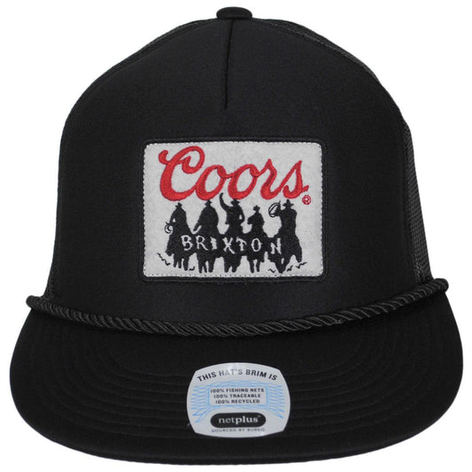 BRIXTON HATS | Coors Bandit HP Mesh Trucker Snapback Baseball Cap | 201848 | front | BLACK/BLACK