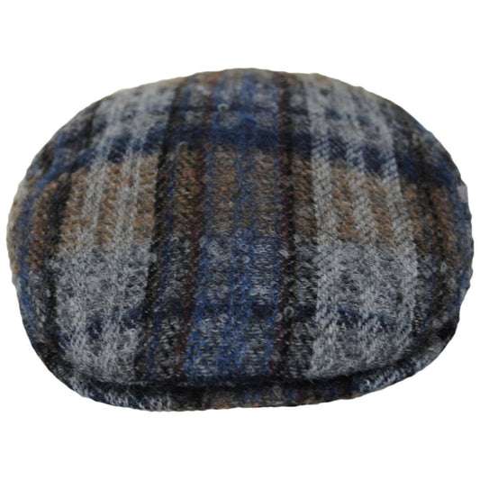 City Sport Caps | Donegal Tweed Wool Plaid Mix Ivy Cap | 175068 | front | BLUE/GREY