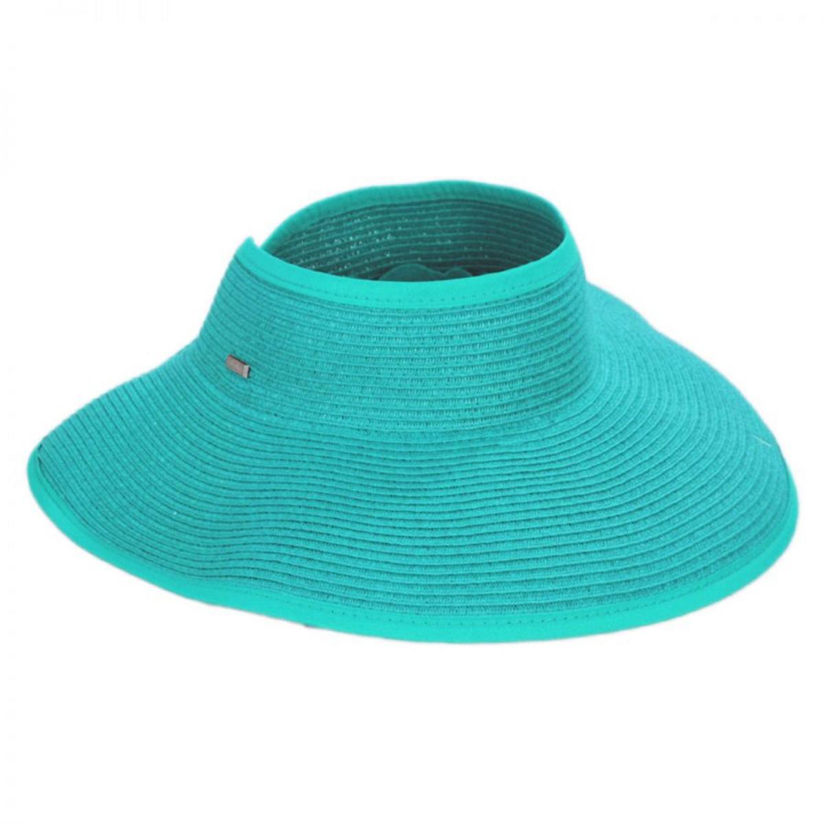 San Diego Hat Company | Roll Up Toyo Straw Visor | 197300 | lead | TEAL