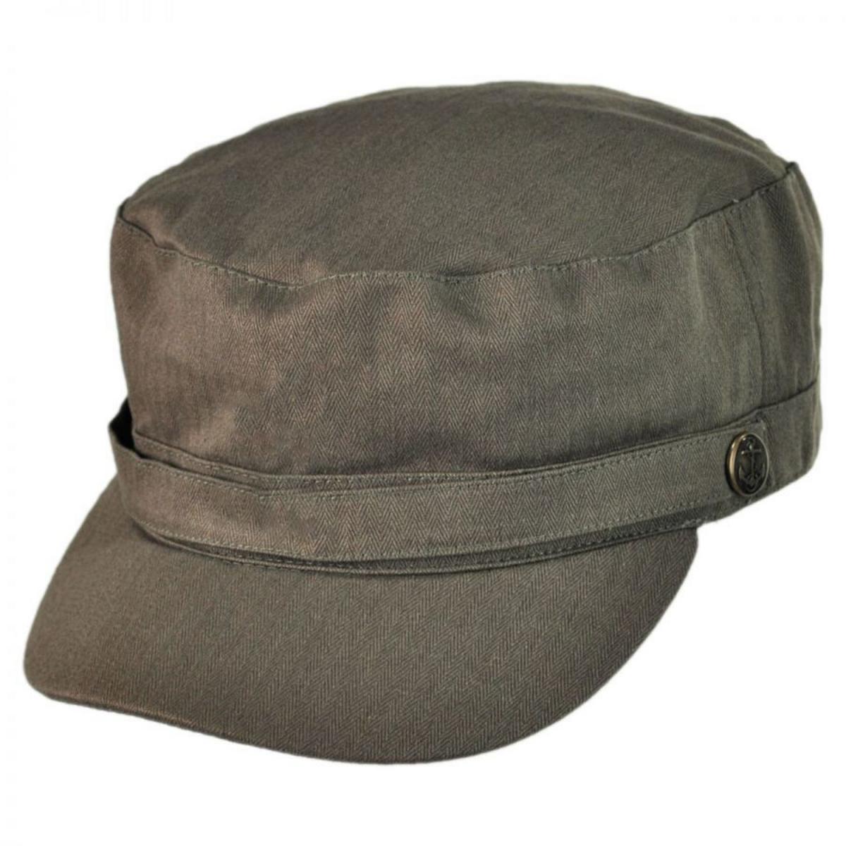 Jaxon Hats | Herringbone Cotton Cadet Cap | 222300 | lead | OLIVE