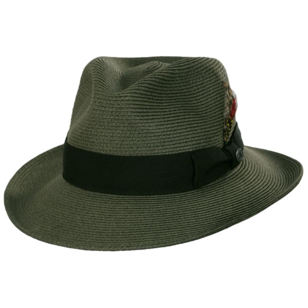 Jaxon Hats | Summer C-Crown Toyo Straw Fedora Hat | 129010 | lead | OLIVE GREEN