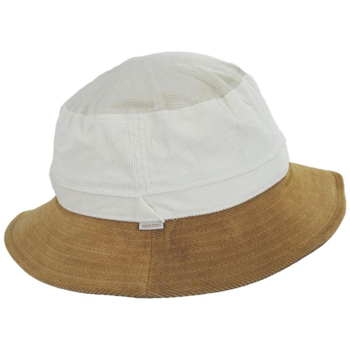 BRIXTON HATS | Petra Cotton Corduroy Packable Bucket Hat - FW22 | 185523FW22 | profile | DOVE/VANILLA