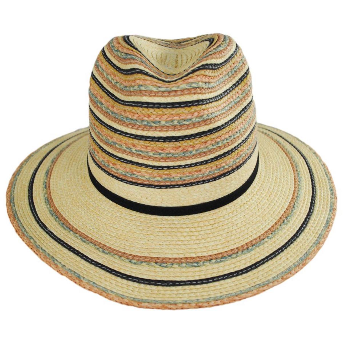 San Diego Hat Company | Paradise Striped Toyo Straw Fedora Hat | 103677 | front | MULTI