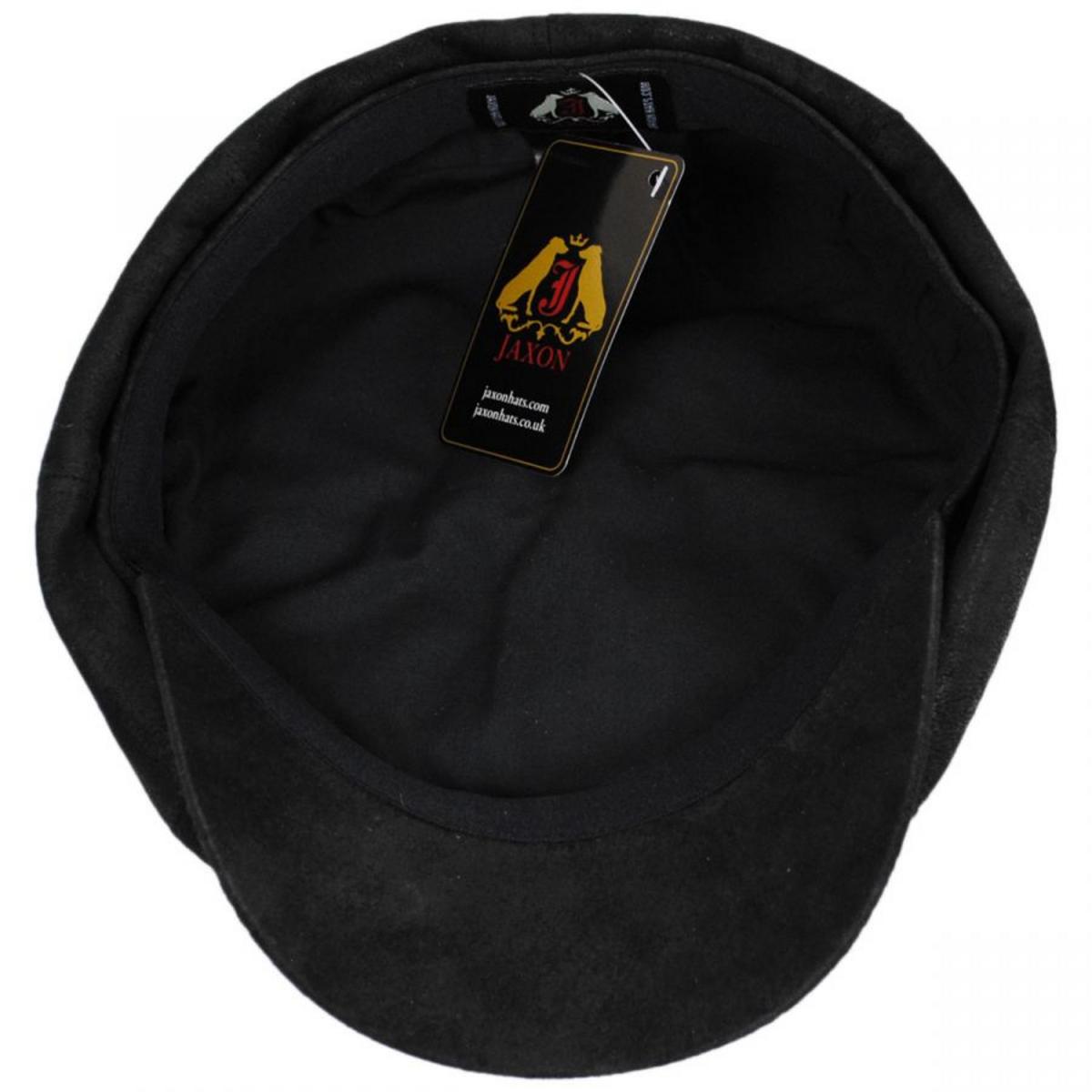 Jaxon Hats | Leather Newsboy Cap | 170201 | under | BLACK