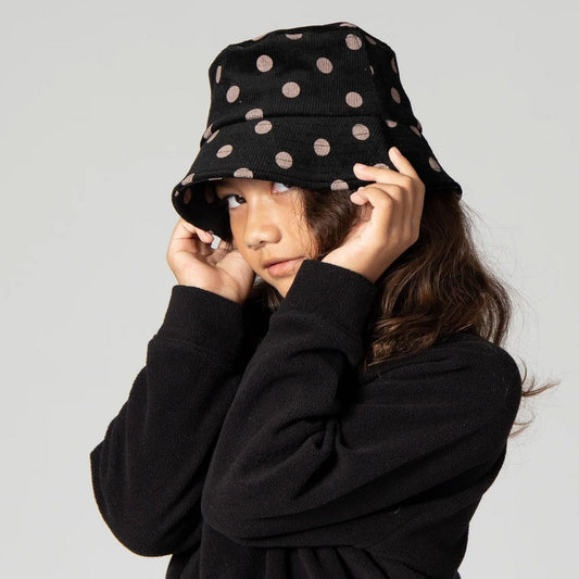 San Diego Hat Company | Kid's Polka Dot Cotton Corduroy Bucket Hat | 508834 | lsmone | BLACK