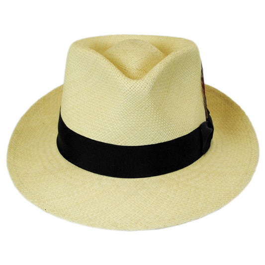 Jaxon Hats | Wholesale Stain Repellent Panama Straw C-Crown Fedora Hat B2B Pre-Pack | B2B126415 | front | NATURAL