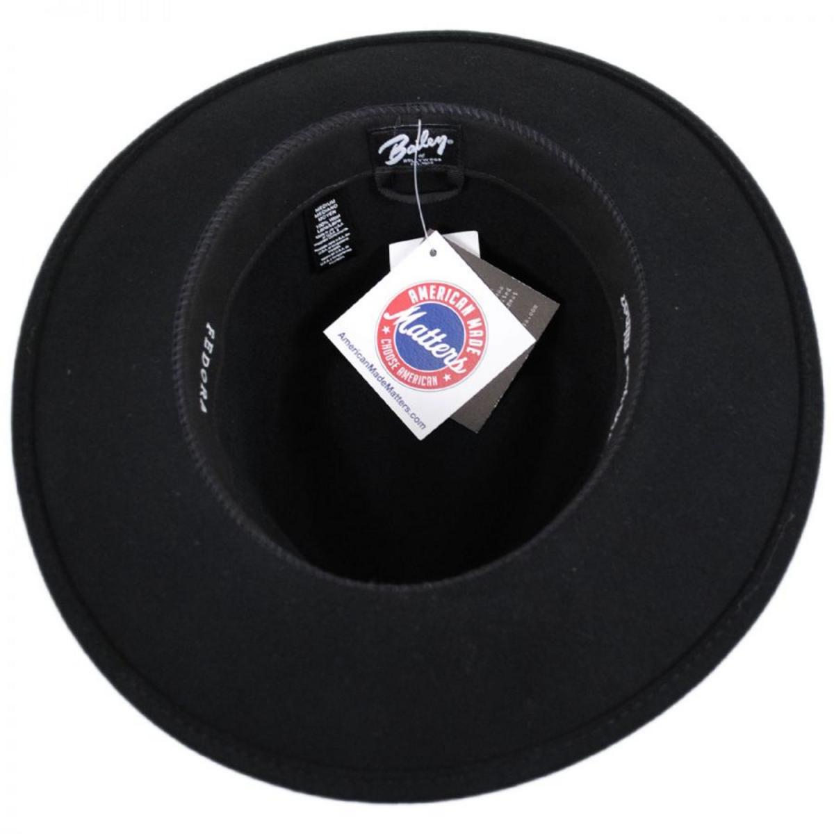 Bailey 1922 | Packable Wool LiteFelt Fedora Hat | 130003 | under | BLACK