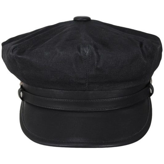 Jaxon Hats | Wholesale Rebel Wax Cotton Blend Motorcycle Cap B2B Pre-Pack | B2B170202 | front | BLACK