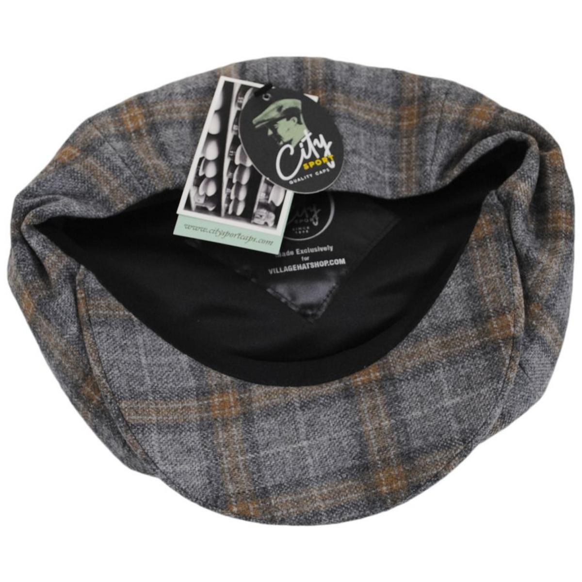 City Sport Caps | Plaid Cashmere + Wool Newsboy Cap | 175112 | under | BLUE/GREY