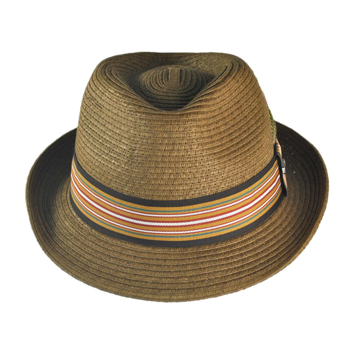 Jaxon Hats | Wholesale Ridley Toyo Straw Trilby Fedora Hat B2B Pre-Pack | B2B129000 | front | CHESTNUT