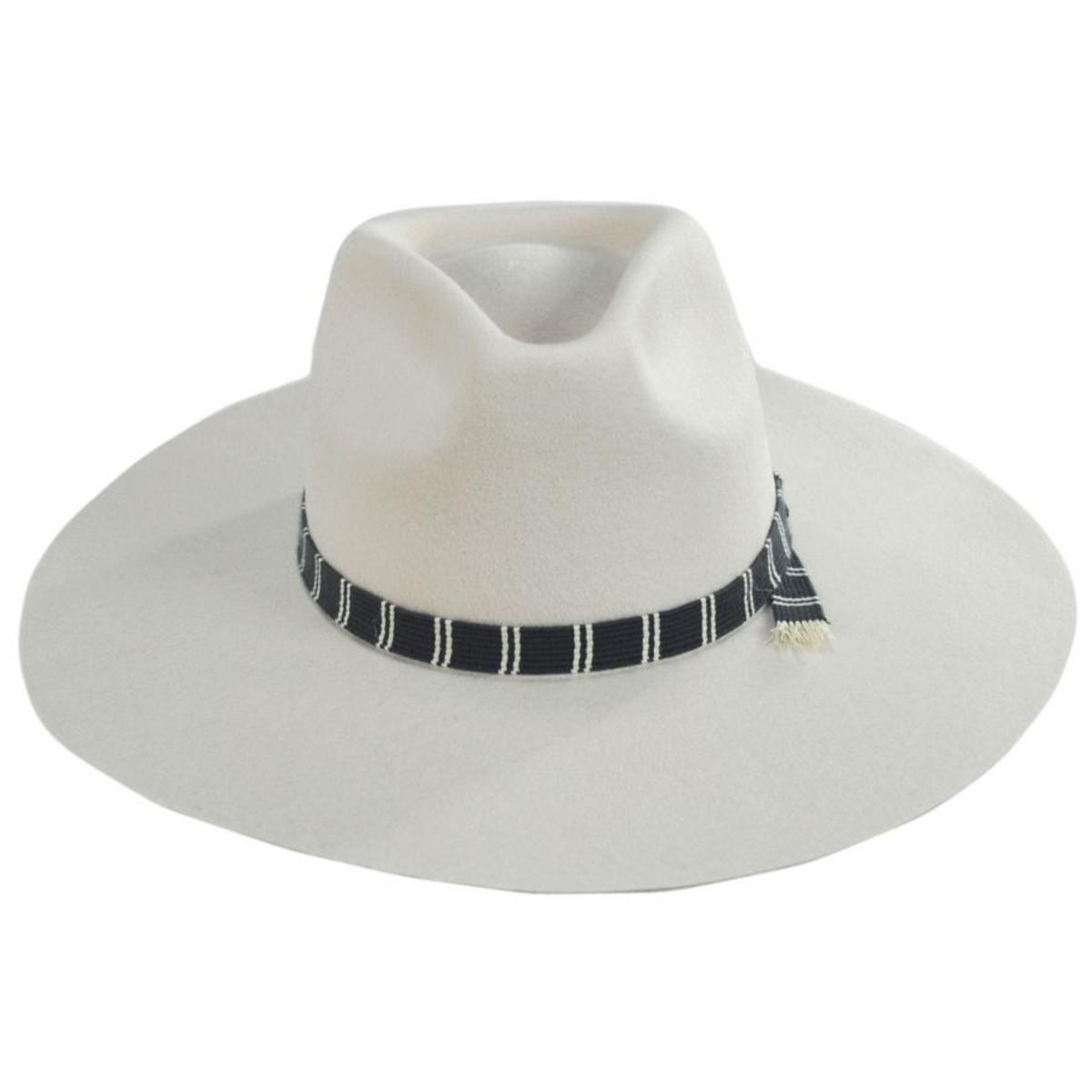 BRIXTON HATS | Leigh Wool Felt Wide Brim Fedora Hat - Dove | 123932DV | front | DOVE