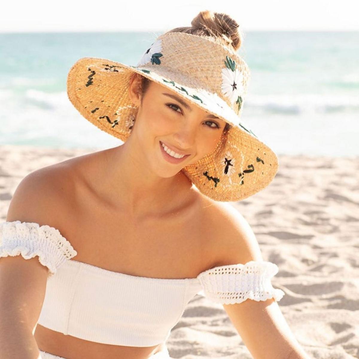 NIKKI BEACH | Fleur Raffia Straw Crownless Hat | 102685 | lsfone | NATURAL/WHITE
