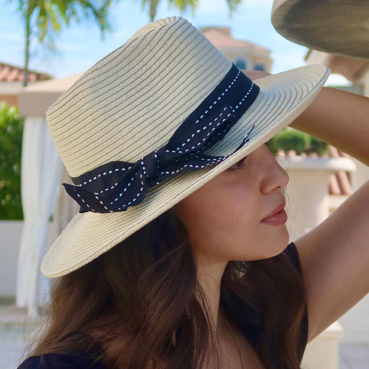 Physician Endorsed | Sadie Toyo Straw Fedora Hat | 102667 | lsfone | NATURAL/BLACK