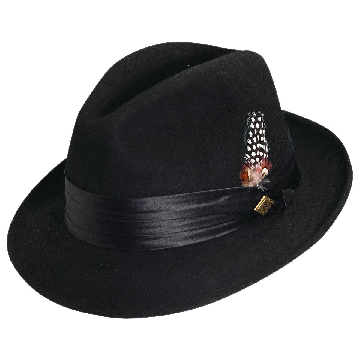 Stacy Adams | Crushable Wool Felt Fedora Hat | 130456 | lead | BLACK