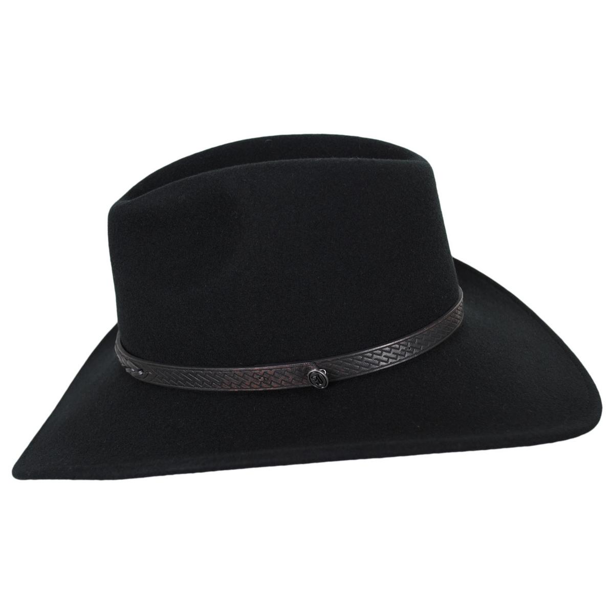 Jaxon Hats | Wholesale Wyatt Wool Felt Western Cowboy Hat B2B Pre-Pack | B2B135009 | profile | BLACK