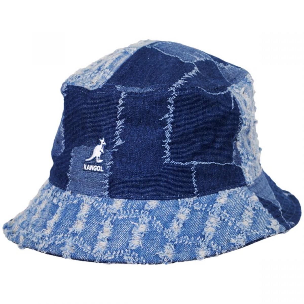 Kangol | Patchwork Mashup Denim Cotton Bucket Hat | 185777 | lead | MEDIUM BLUE