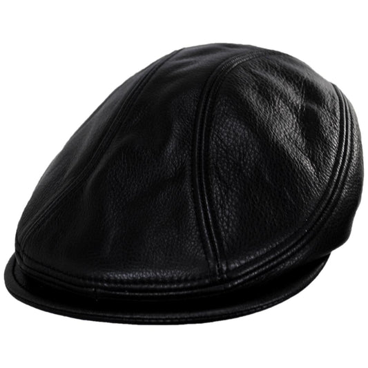 NEW YORK HAT CO | 1900 Lambskin Leather Ivy Cap | 161105 | lead | BLACK