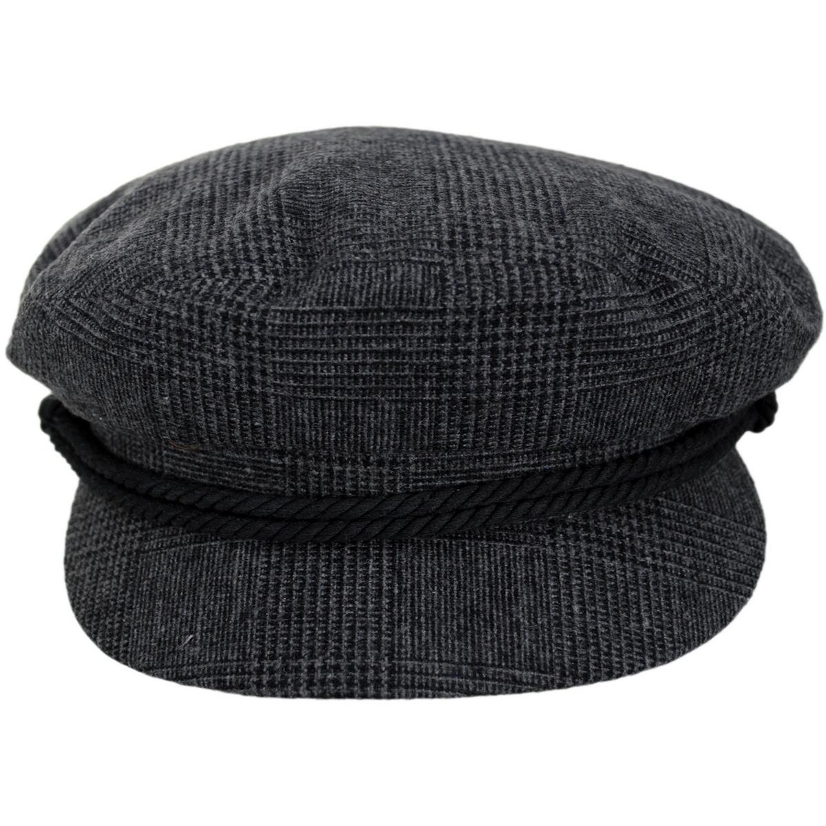 BRIXTON HATS | Fiddler Plaid Fisherman Cap | 181358 | front | GREY SHADOW PLAID