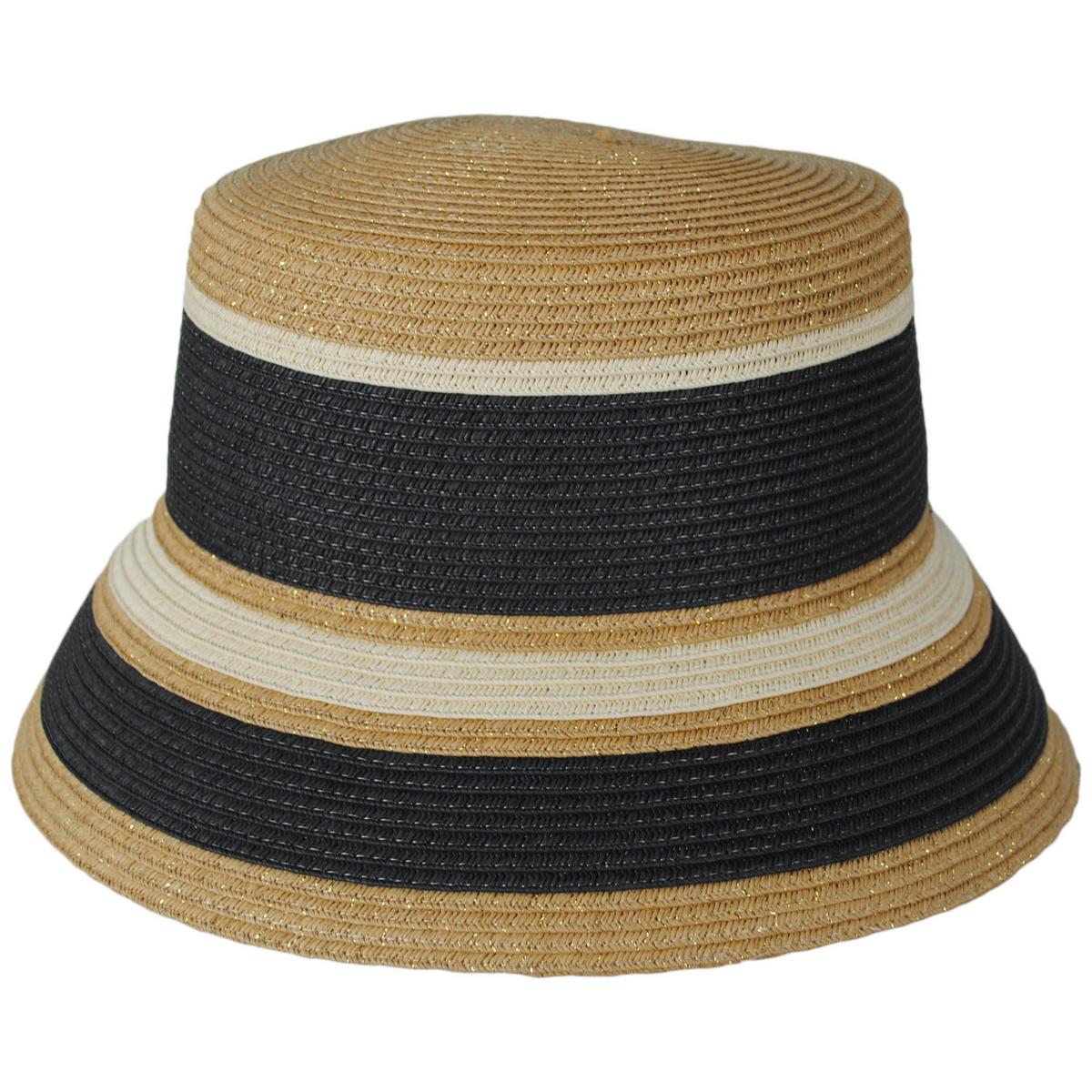 San Diego Hat Company | Las Palmas Striped Toyo Straw Bucket Hat | 103676 | profile | BLACK STRIPE