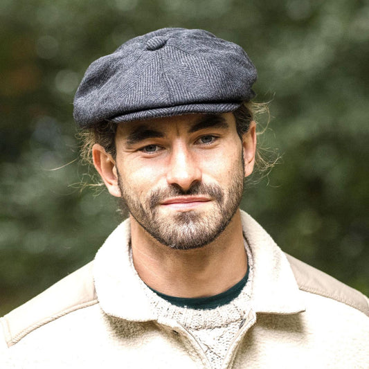 Jaxon Hats | Large Herringbone Wool Blend Newsboy Cap | 167781 | lsmone | CHARCOAL