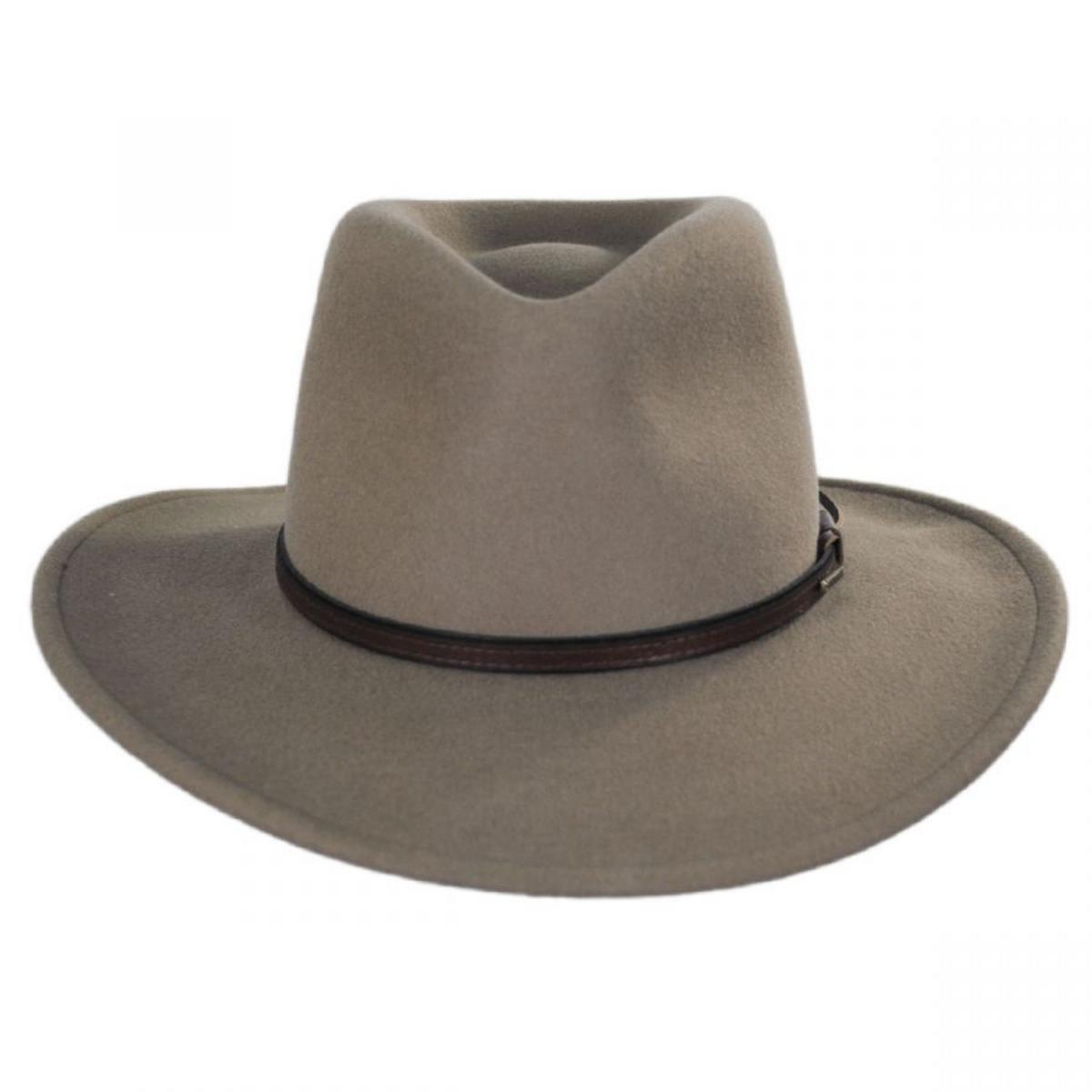 Stetson | Bozeman Crushable Wool Felt Outback Hat | 130692 | front | MUSHROOM