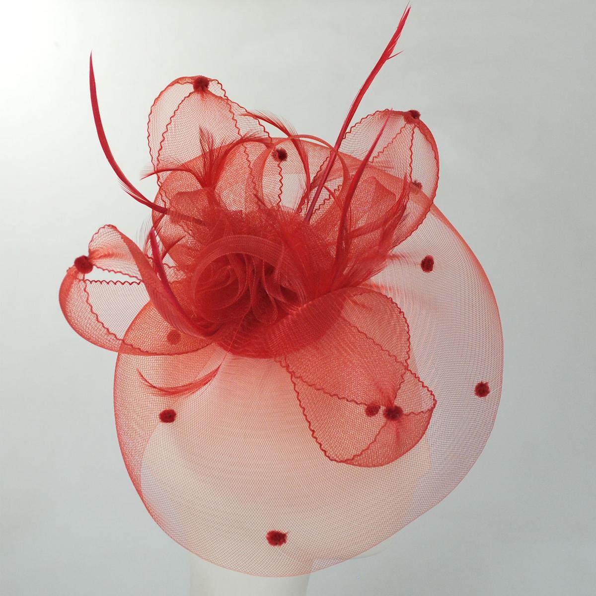 Kathy Jeanne | Voile Horsehair Mesh Fascinator Hat | 122431 | profile | RED