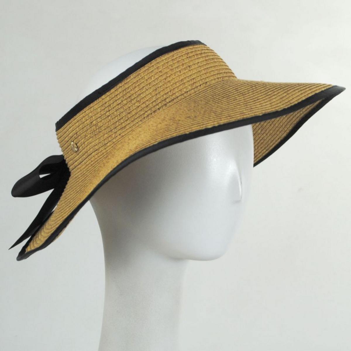 Cappelli | Grace Toyo Straw Blend Roll-Up Visor | 195033 | front | BLACK