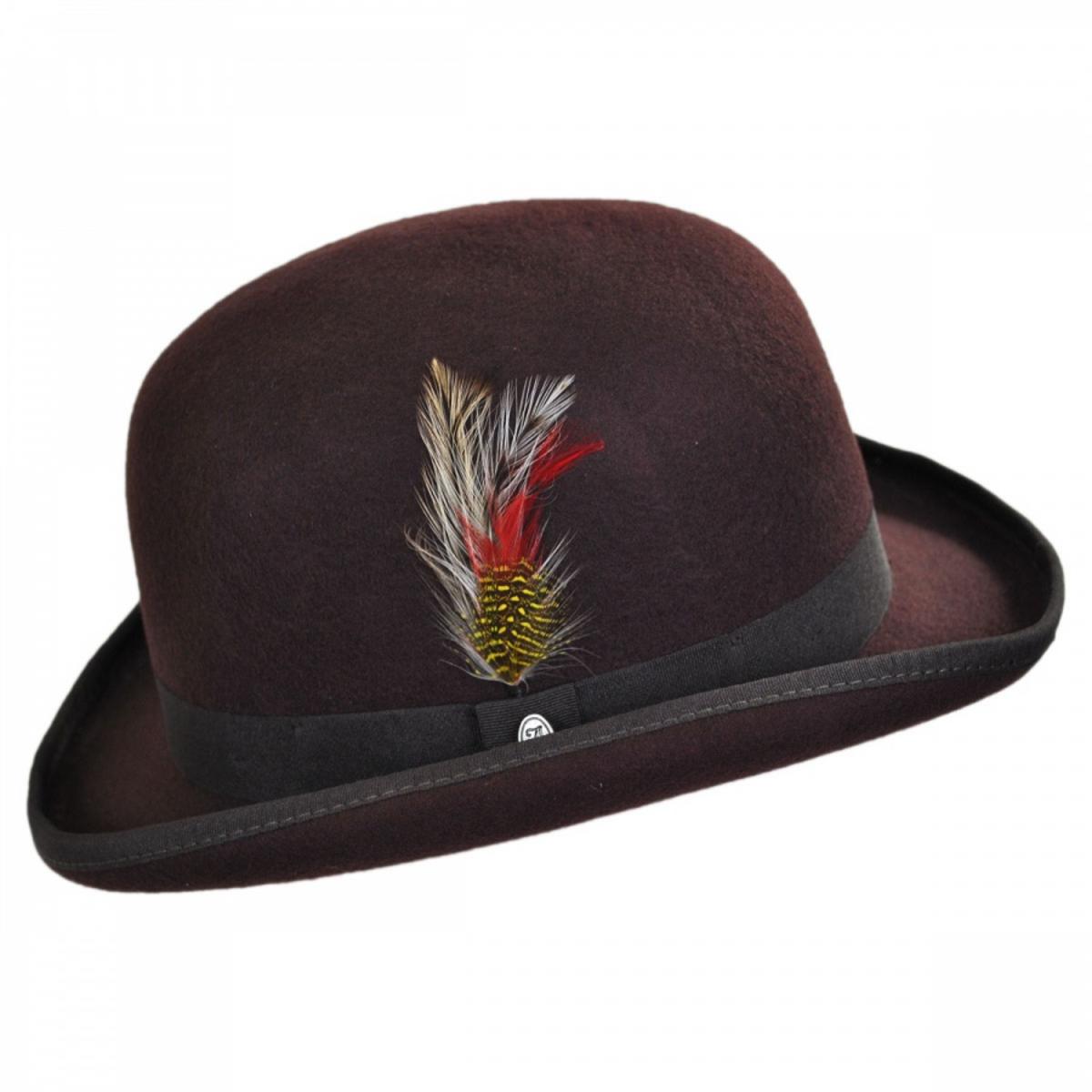 Jaxon Hats | English Wool Felt Bowler Hat | 132055 | profile | BROWN
