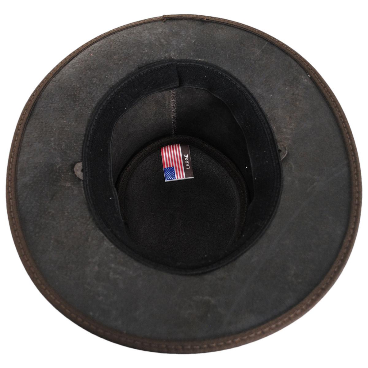 Barmah | Boar Leather Foldaway Drover Hat | 400906 | under | CHARCOAL