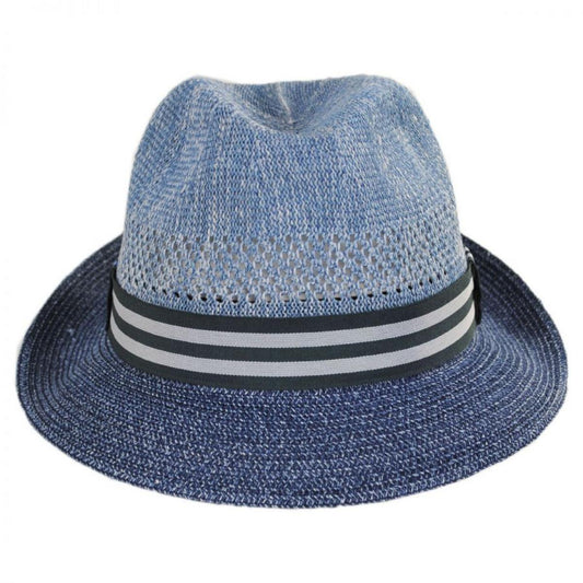 Bailey 1922 | Berle Toyo Straw Blend Fedora Hat | 127856 | front | NAVY HEATHER