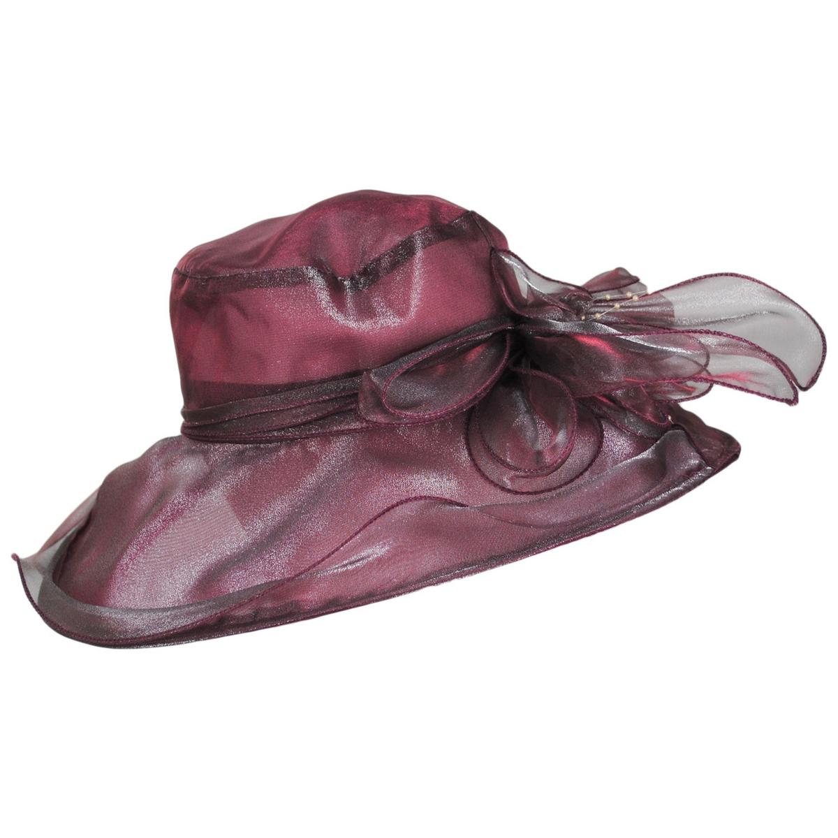 Jeanne Simmons | Twilight Organza Lampshade Dress Hat | 120706 | profile | WINE